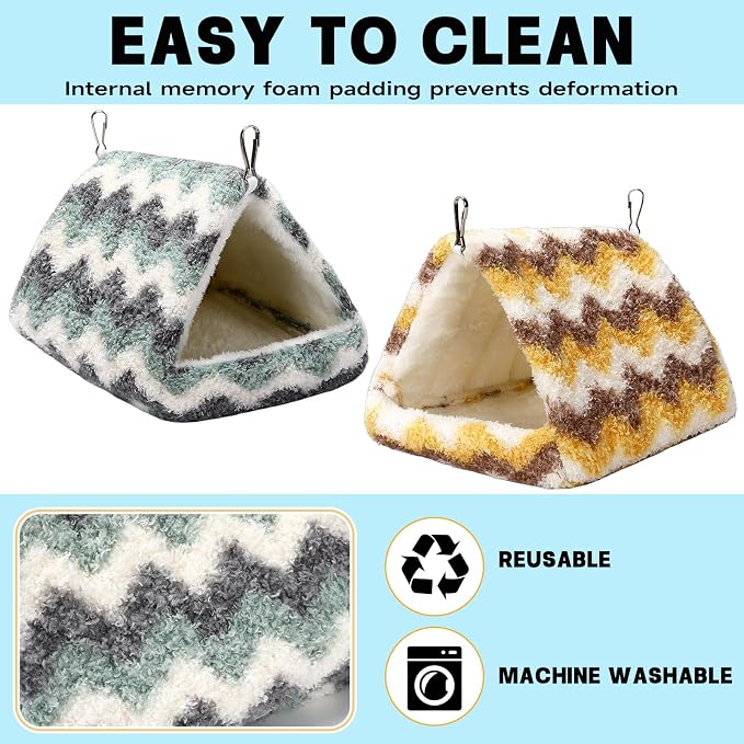 2 Pack Bird Nest House, Hanging Hammock Fluffy Parrots Bird Bed - Image 4
