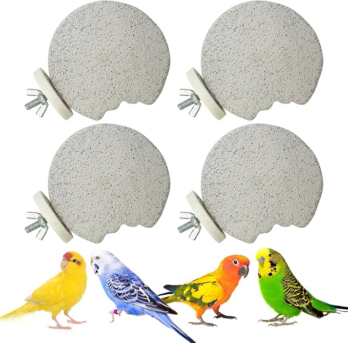 PINVNBY 4 PCS Bird Perches Calcium Parrot Perch Stand Bird Beak Grinding Stone by PINVNBY