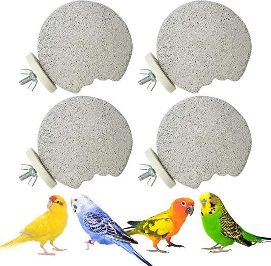 PINVNBY 4 PCS Bird Perches Calcium Parrot Perch Stand Bird Beak Grinding Stone by PINVNBY