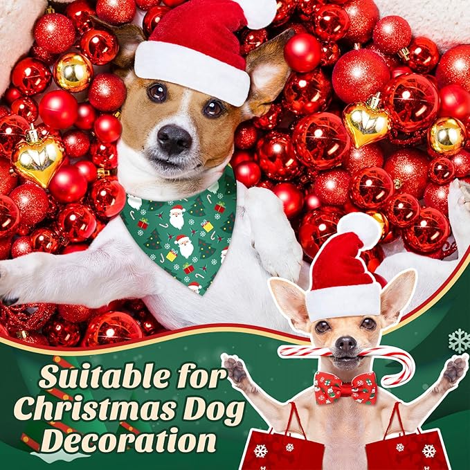 Sanwuta 50 Pcs Christmas Dog Bandanas and Collar Bow Ties Set 25 Bandanas Bulk - Image 2