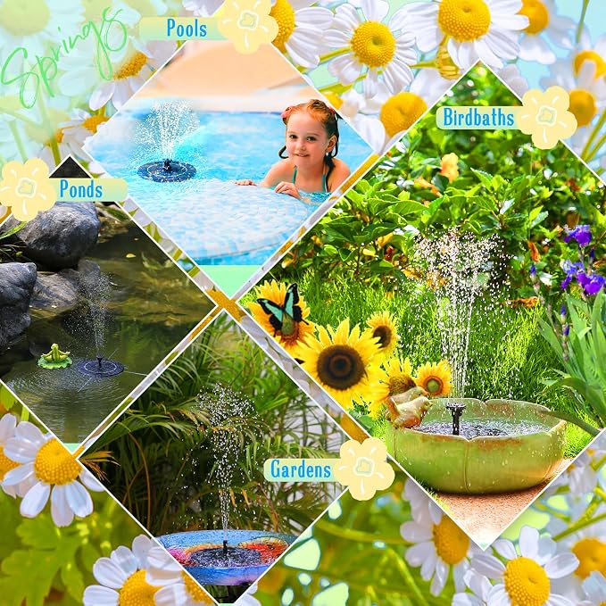 AMZtime Solar Water Fountain, Upgraded Solar Bird Bath Fountains - Image 5
