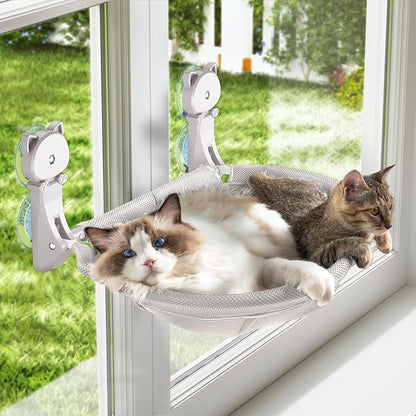 Cat Window Perch Cordless, Glow in The Dark & Stable Cat Beds- Breathable by JUNSPOW
