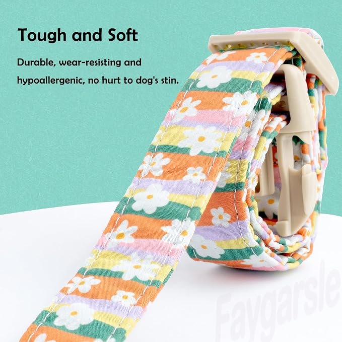 Faygarsle Colorful Floral Dog Collar, Cotton Fabric - Image 3