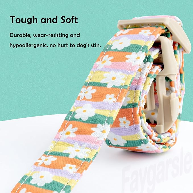 Faygarsle Colorful Floral Dog Collar, Cotton Fabric - Image 3