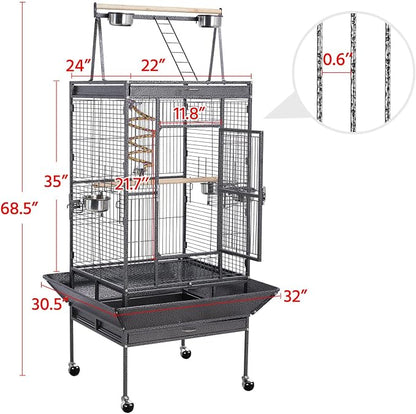 Yaheetech 68-inch Rolling Play Top Large Parrot Bird Cage - Image 3