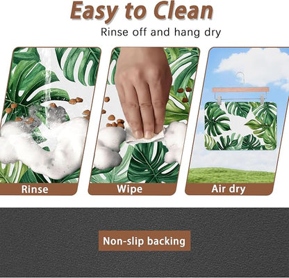 Palm Leaf Pet Feeding Mat, Boho Absorbent Quick-Dry Cat Dog Food and Water Bowl - Image 4