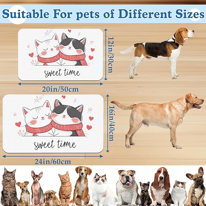 Sweet Cat Lovers Dog Cat Food Mat–Christmas Stocking Absorbent Waterproof - Image 2