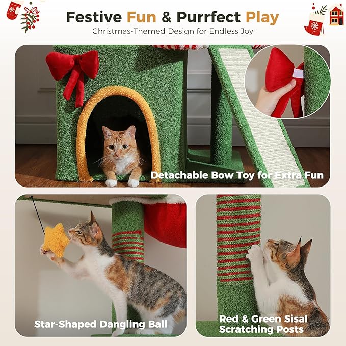 PETEPELA 83-108'' Floor to Ceiling Christmas Cat Tree - Image 6