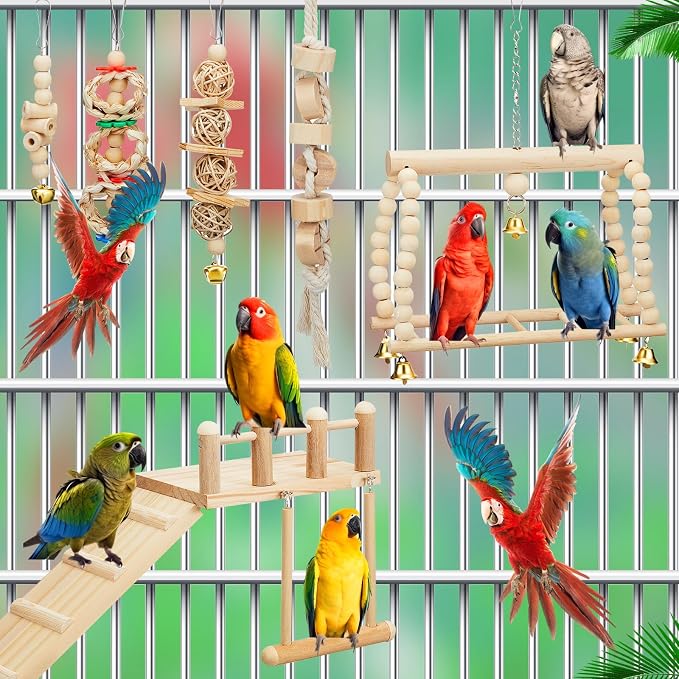 10 Pcs Parrot Swing Toys and Bird Perches Platform - Image 5
