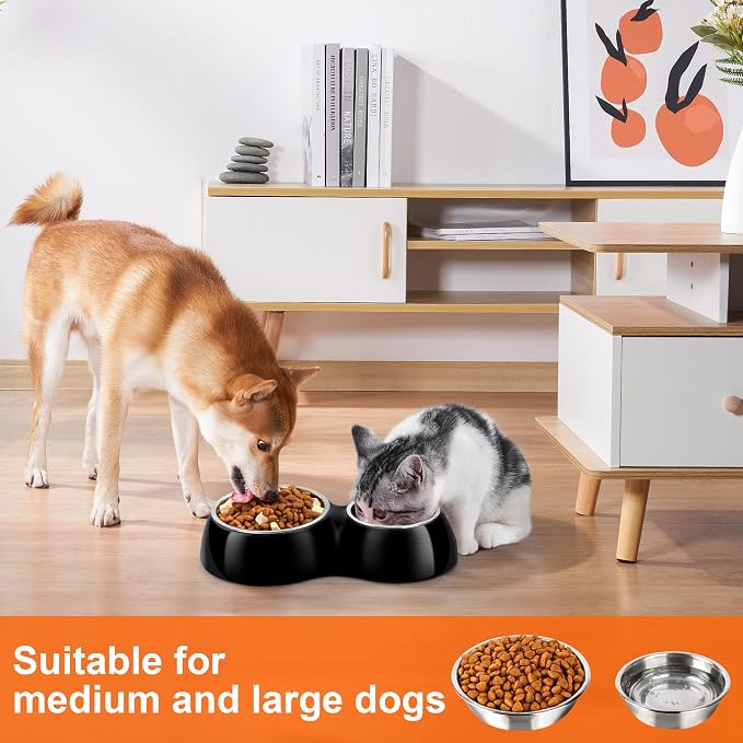 Double Dog Bowls Set – Non-Slip Pet Food & Water Dishes - Image 3