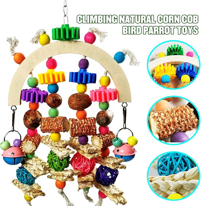 Bird Toys - Natural Corncob Wooden Mango Solid Chew Toys - Image 2
