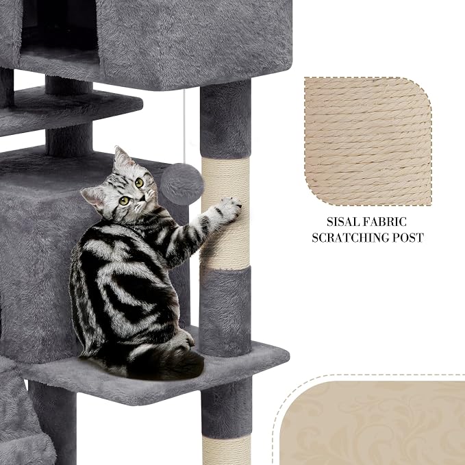 Athena Collection Cat Tree, 62 Inch Cat Tree Tower - Image 6