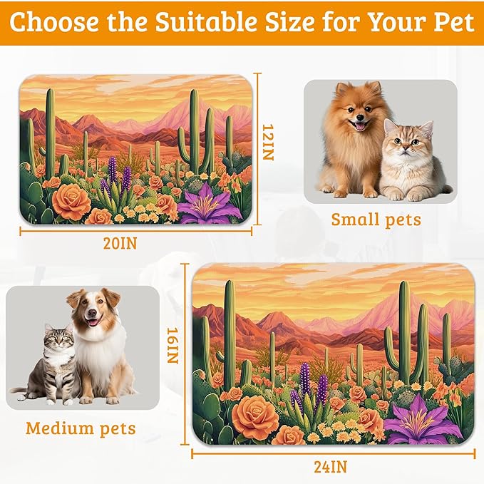 Pet Feeding Mat, Cactus Absorbent Dog Cat Food Mat Desert Dog Mat - Image 6