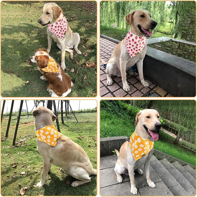 Summer Spring Dog Bandanas 2PCS, Premium Durable Fabric Dog Scarf Bid - Image 7