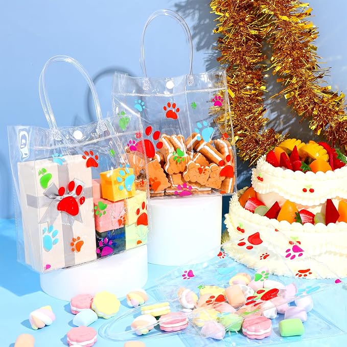 Teling 20 Packs Dog Paw Clear PVC Gift Bags - Image 4