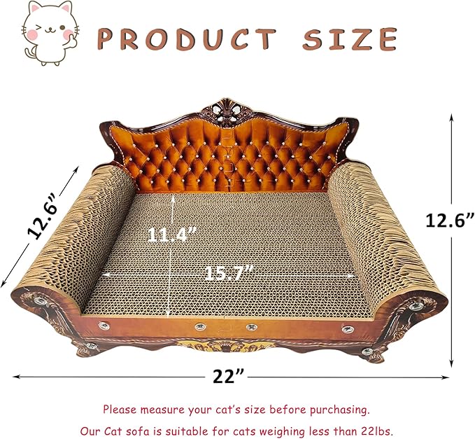 Luxury Cardboard Cat Scratcher Sofa Bed, Couch Shaped Cat Scratching Board - Image 2