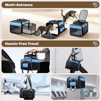 Top and 2 Sides Expandable Cat Carrier 18x11x11, TSA Airline Approved Dog - Image 6