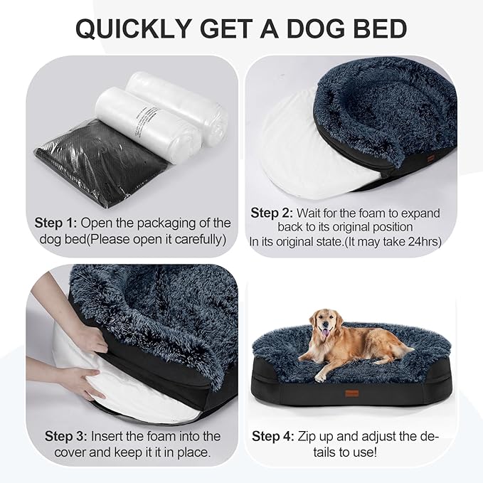 Black Dog Beds for Large Dog, Removable and Washable Cover, Raised Reboundable - Image 7