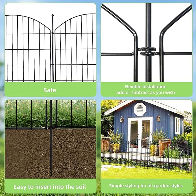 Decorative Garden Fence 40in x12ft, 5 Pack No Dig Fence Animal Barrier - Image 4