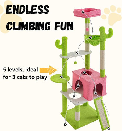 DWVO 68" Tall Cactus Cat Tree: Cats Tower - Image 3
