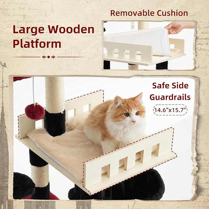 Cat Tree for Indoor Cats Large Adult, Heavy Duty Cat Tree for Large Cats 20 lbs+ - Image 2