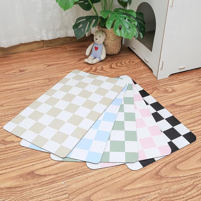 Ralxion Checkered Dog Feeding Mat, Absorbent Mats by Ralxion