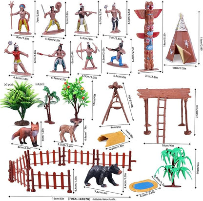 31Pcs Native American Village Playset, Totem Pole, Tribal Cultural History - Image 6