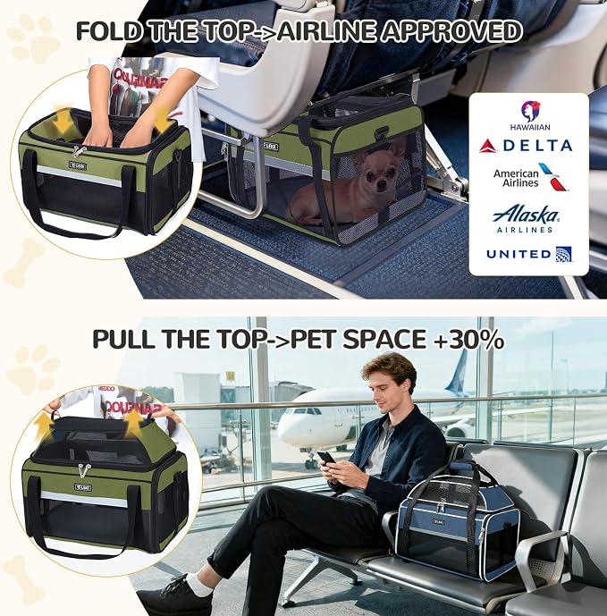 Lekereise Top-Expandable Pet Carrier 17x11x9.5 Inch Alaska Hawaiian Airline - Image 2
