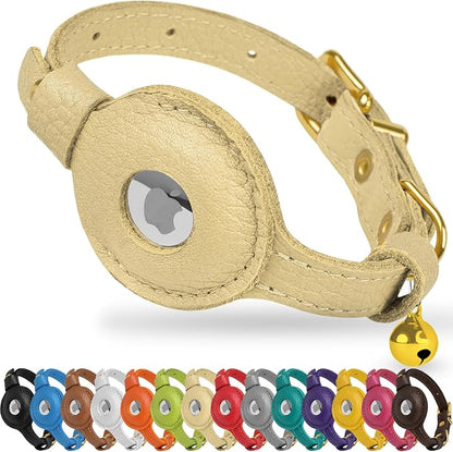 OOPSDOGGY Leather AirTag Cat Collar by OOPSDOGGY