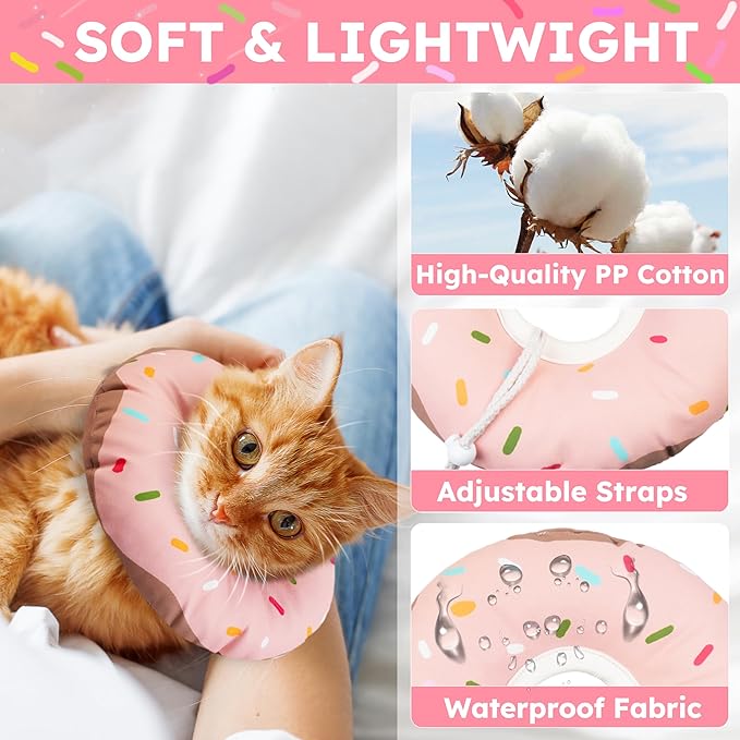Cat Cone Collar Soft, Waterproof Cat Recovery Collars Spay Cones to Stop - Image 3