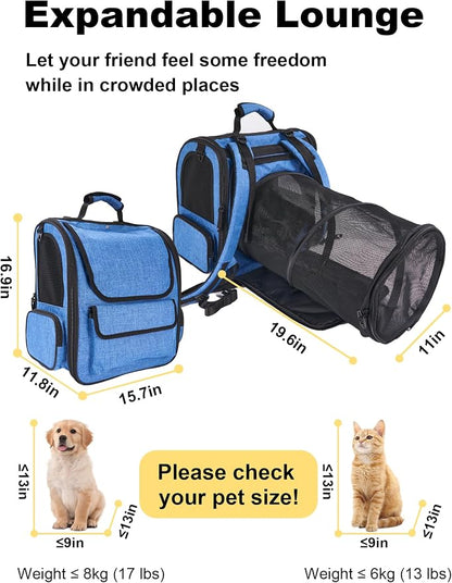Large Cat Carrier with Tunnel Extension, Portable Small Dog Backpack with - Image 6