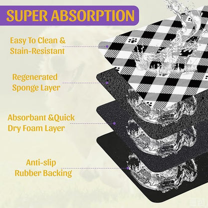 Cat Checked Plaid Dog Cat Food Mat, Absorbent Feeding Mat - Image 3