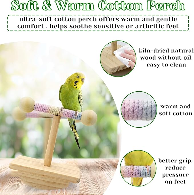Natural Wood Bird Perch Stand Training, Intelligence Puzzle Enrichment Toys - Image 3