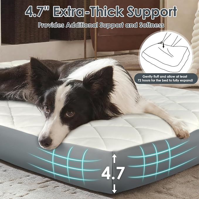 35.5" x 23.5" x 4.7" Large Orthopedic Dog Beds, Waterproof Faux Leather Memory - Image 4