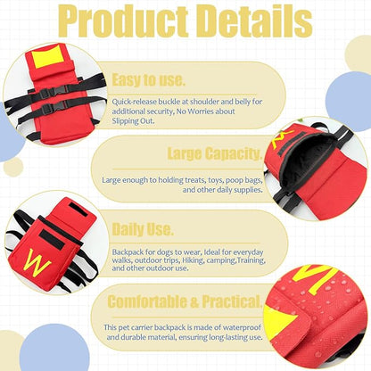 Dog Backpack for Dog, Adjustable Hands-Free Travel Hiking Walking Vest - Image 4