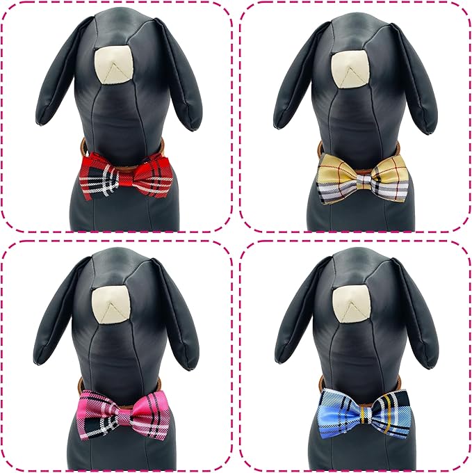 PET SHOW 8pcs Plaid Small Dogs Collar Bow Ties Puppies Cats Collar Charms - Image 4