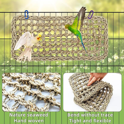 Bird Seagrass Mat 16 × 7" Parrot Natural Grass Woven Net Hammock Parakeet - Image 5