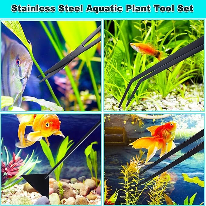 Aquarium Aquascape Tools Kit, Long 15 Inch Stainless Steel Aquatic Plants Tools - Image 7