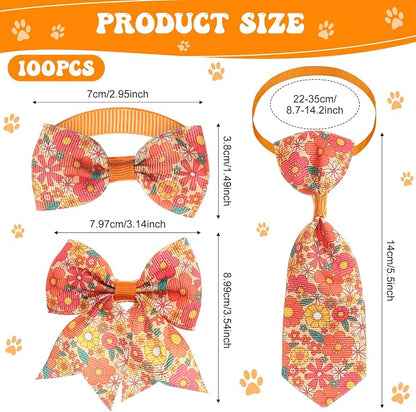 Reginary 100 Pieces Dog Bow Tie Collar Set Include 40 Dog Neckties, and 30 - Image 2