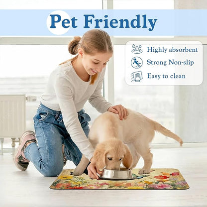 Vintage Butterfly Floral Pet Food Mat - Image 6