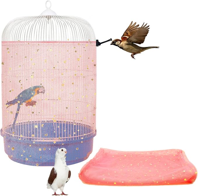 Bird Cage Seed Catcher, 45-90'' Adjustable Bird Cage Cover, Universal Nylon by LYMOI