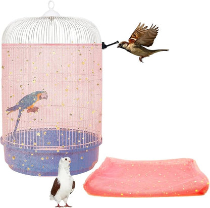 Bird Cage Seed Catcher, 45-90'' Adjustable Bird Cage Cover, Universal Nylon by LYMOI
