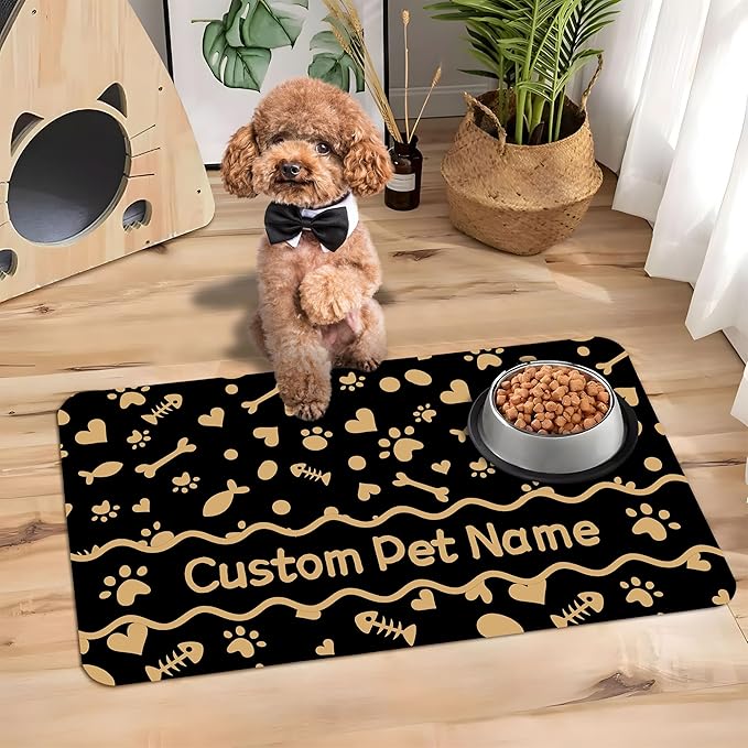 Personalized Dog Cat Mat with Name Photo Custom Placemat Feeding Mats - Image 5