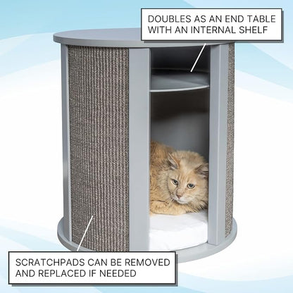 The Refined Feline Purrrrfect End Table Cat Bed Cave in Smoke Gray - Image 2