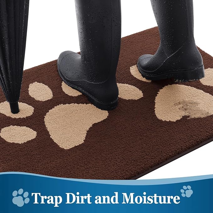 Buganda Dog Door Mat for Muddy Paws, Absorbent Dirt Trapper Washable Indoor - Image 3