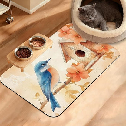 Dog Bowl Mat, Fall Leaves Absorbent Dogs Placemat by Unknown
