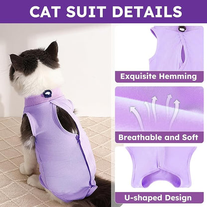 Cat Recovery Suit for Spay Abdominal Wound, Breathable Kitten Onesie for Cats - Image 6