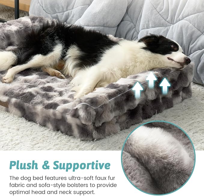Faux Fur Orthopedic Dog Bed, Large Dog Bed, Supportive Foam Pet Sofa - Image 4