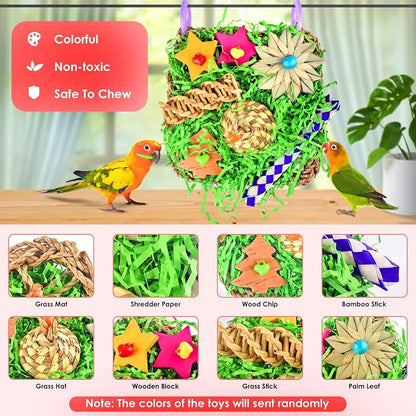 KATUMO Bird Toys, Parakeet Grass Mat Toys Parrot Foraging Shredding - Image 3