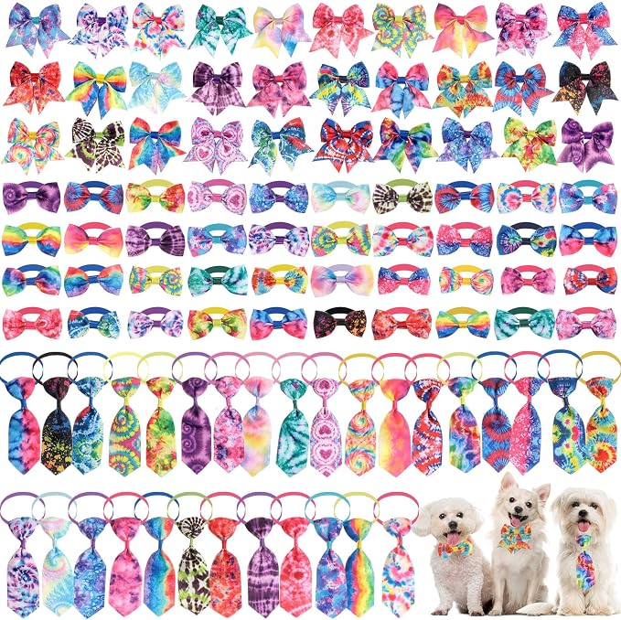 Reginary 100 Pieces Dog Bow Tie Collar Set Include 40 Dog Neckties, and 30 by Reginary